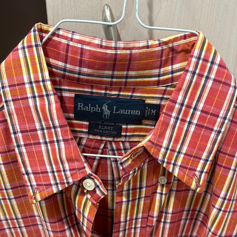 Ralph Lauren Red and Yellow Casual Button Down Shirt